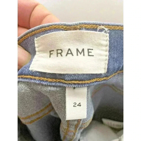 Frame Le High Skinny Jeans leather tuxedo piping Denim Mid Rise Stretch - Picture 9 of 15